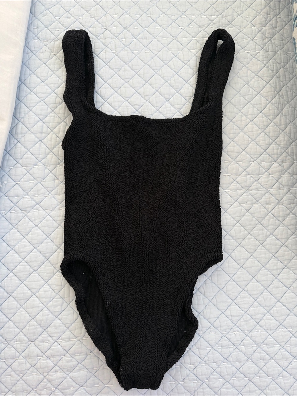 Hunza G Black Textured One-Piece Swimsuit
